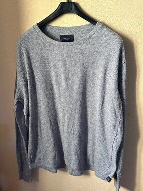 Gray Thermal-Knit Crewneck Sweater Men's L